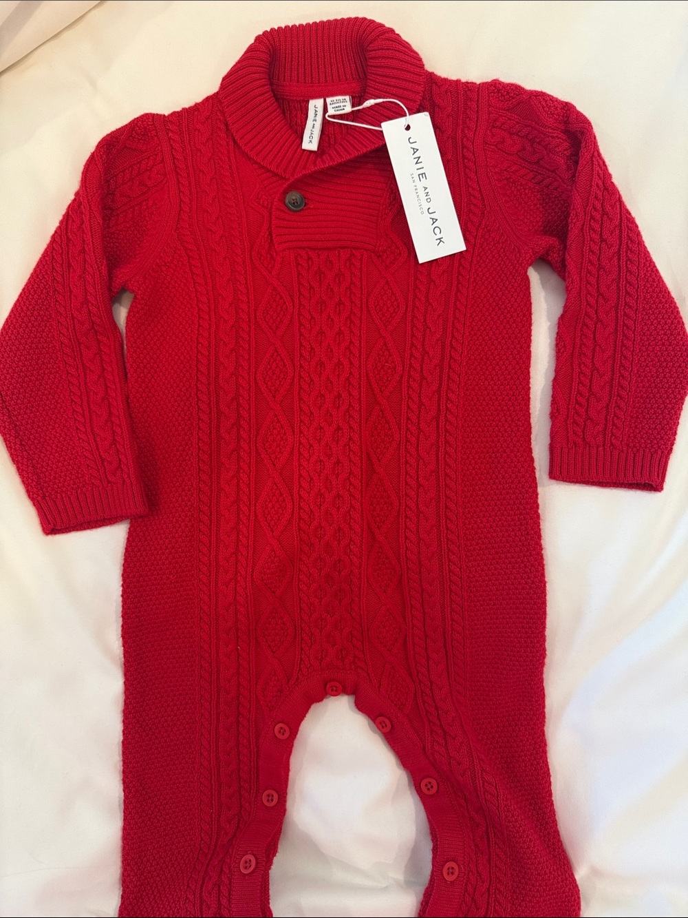NWT Janie and Jack Red Cable-Knit one piece